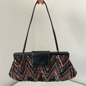 Elegant Black & Brown Sequin Women’s Clutch